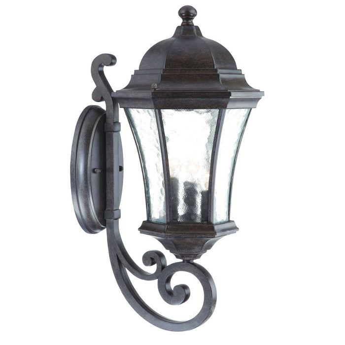 Black And Clear Three Light Hammered Dimmable Outdoor Hanging Lights With Black And Clear Shades
