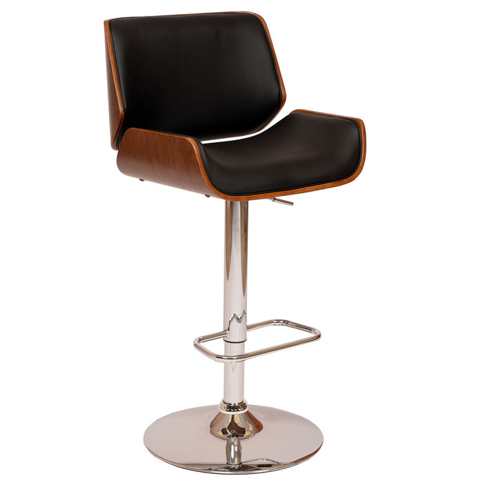 Black And Silver Fabric And Iron Low Back Adjustable Height Swivel Bar Chair