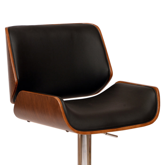 Black And Silver Fabric And Iron Low Back Adjustable Height Swivel Bar Chair