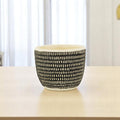 Black And White Ceramic 39 Ounce Dotted Round Distressed Pot Planter