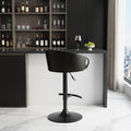 Black Faux Leather And Fabric And Iron Low Back Adjustable Height Swivel Bar Chair