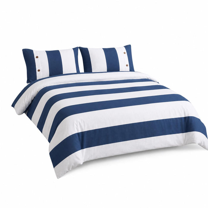 Blue And White King Cotton Washable Duvet Cover Set