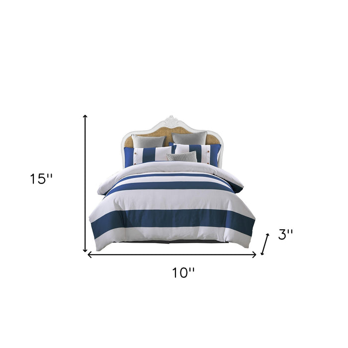 Blue And White King Cotton Washable Duvet Cover Set