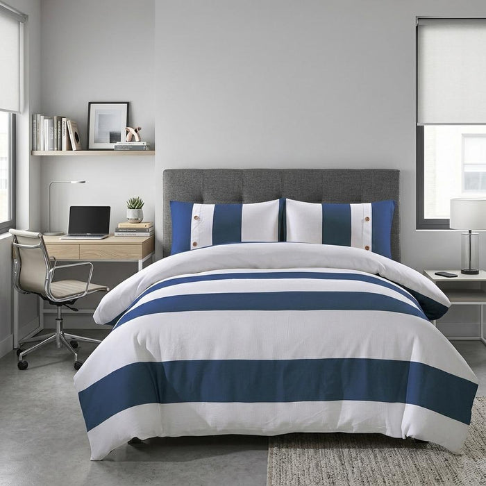 Blue And White Twin Extra Long Cotton Washable Duvet Set