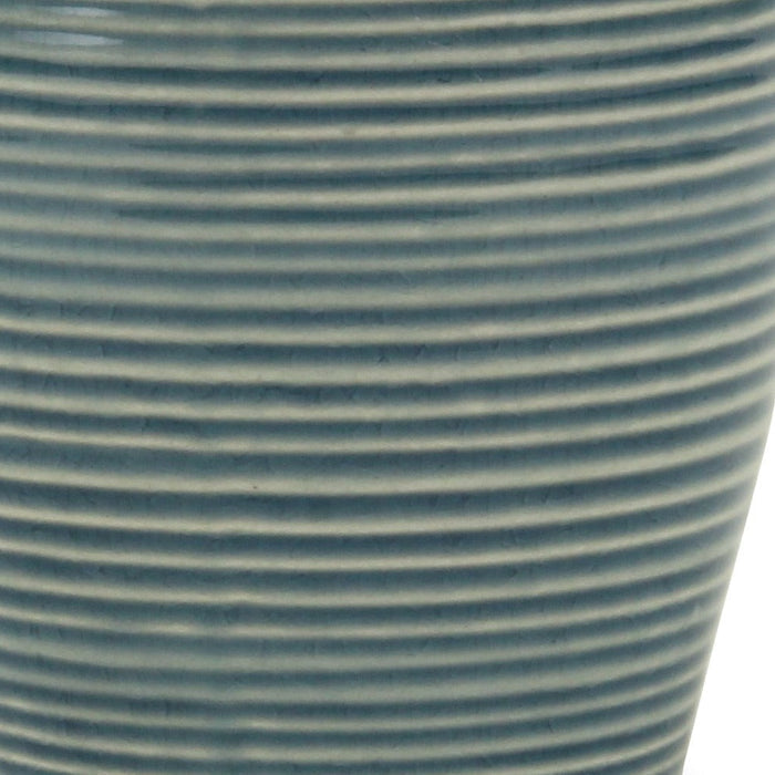 Blue Ceramic 22 Ounce Striped Round Distressed Pot Planter