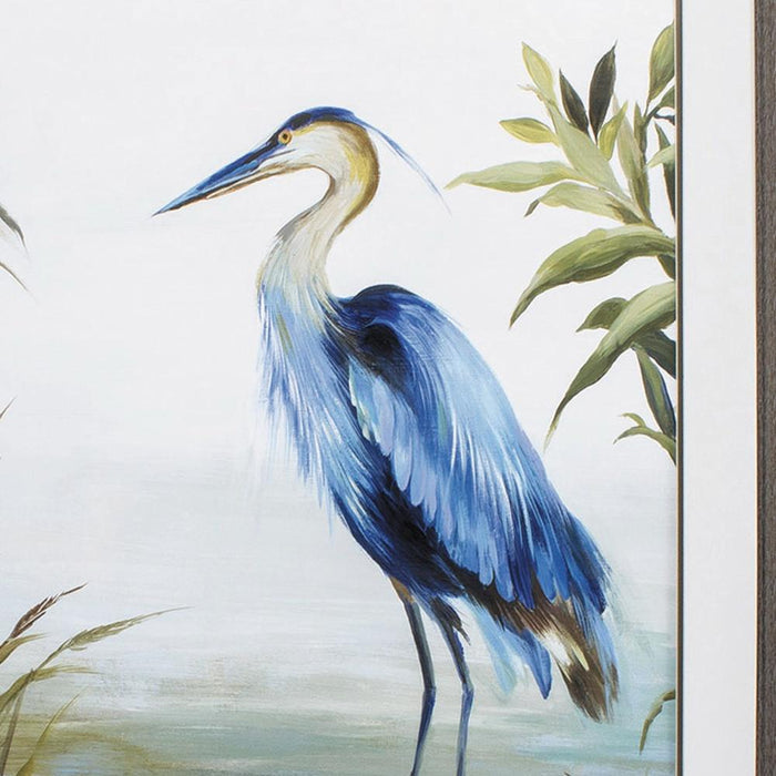 Blue Heron 36" X 27" Brown Bird Framed Art