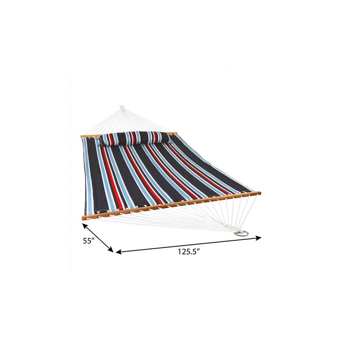 Blue Red And White Striped Double Hammock