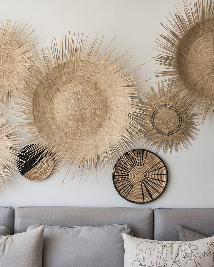 Boho Διακοσμητικό Τοίχου από Φύλλα Φοίνικα Sun Plate σε 3 Διαστάσεις