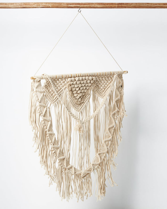 Boho Διακοσμητικό Τοίχου Βαμβακερό Macrame Rohan σε 2 Αποχρώσεις-Μπεζ-50x50cm