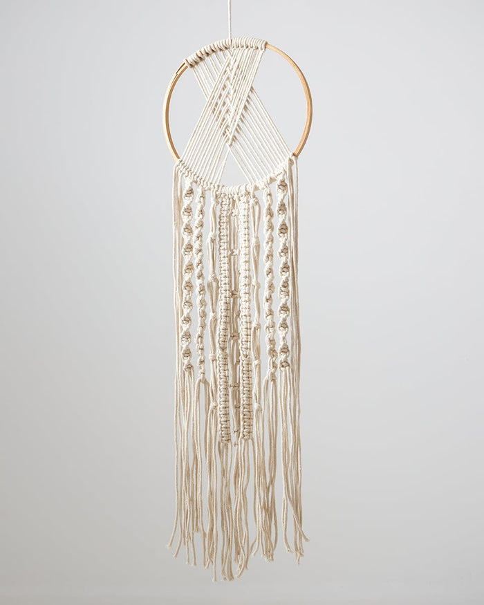 Boho Διακοσμητικό Τοίχου Macrame Ονειροπαγίδα με Κρόσσια Silas 30x60cm