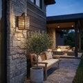 Bronze And Clear Seeded Dimmable Outdoor Hanging Light With Bronze And Clear Shades