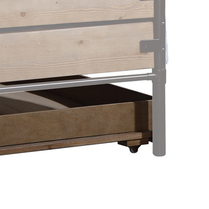 Brown and Black Solid Wood Twin Roll Out Trundle