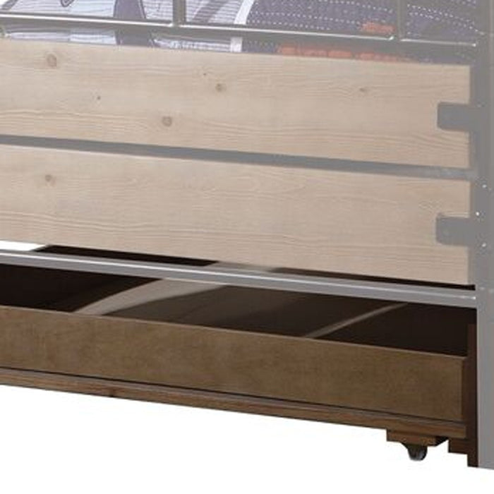 Brown and Black Solid Wood Twin Roll Out Trundle