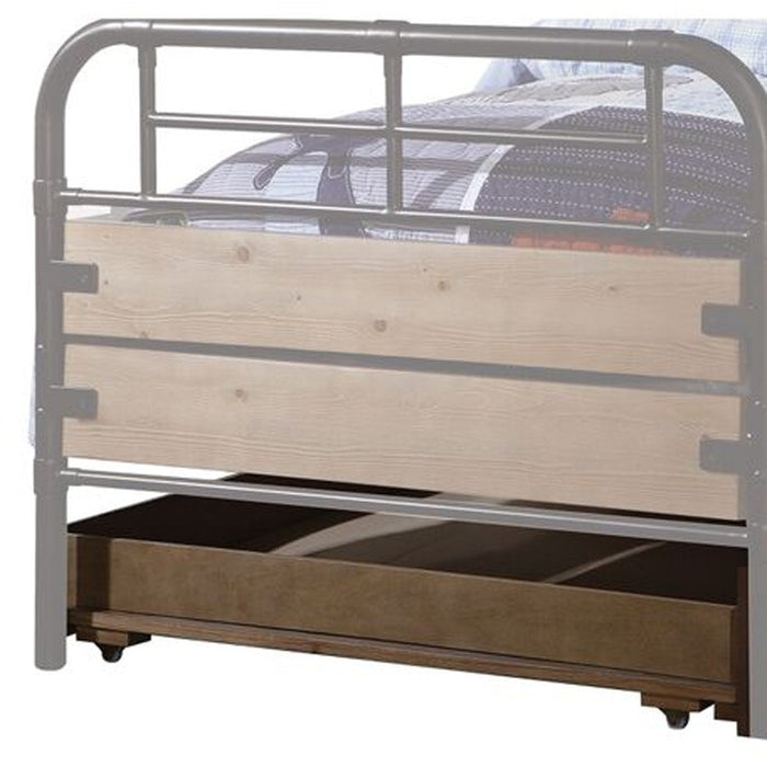 Brown and Black Solid Wood Twin Roll Out Trundle