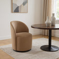 Brown and Black Velvet Curved Back Swivel Dining Arm Chair