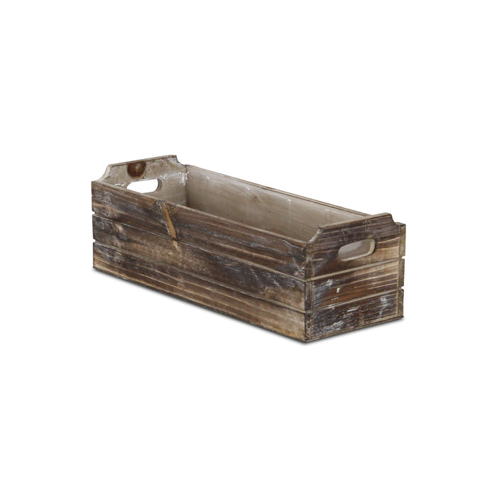 Brown Wood Rectangular Distressed Planter Box