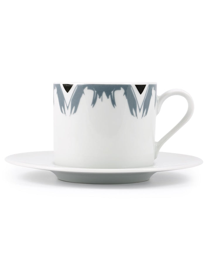 Κούπα Cappuccino με Πιατάκι Rotate Ikat σε 2 Αποχρώσεις-Γκρι