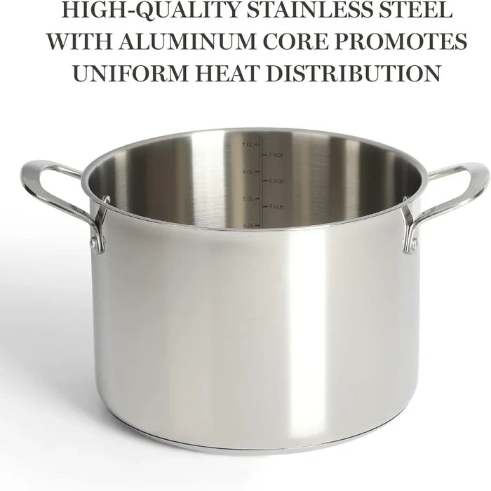 Castelle 10 Piece 18/8 Stainless Steel Induction Safe Pots and Pans Non-Toxic Cookware Set