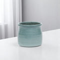 Celadon Ceramic 51 Ounce Striped Round Distressed Pot Planter