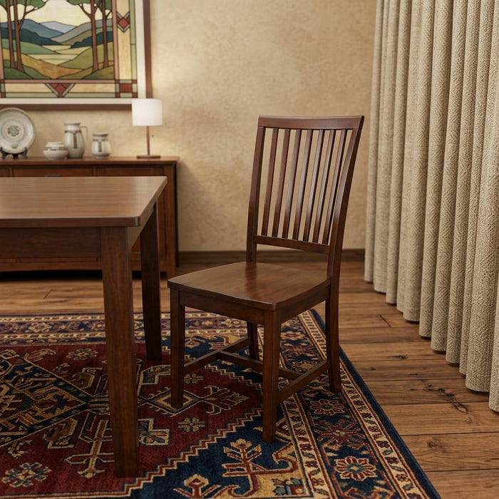 Chestnut Solid Wood Slat Back Dining Side Chair