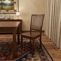 Chestnut Solid Wood Slat Back Dining Side Chair