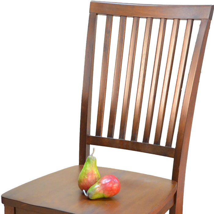 Chestnut Solid Wood Slat Back Dining Side Chair