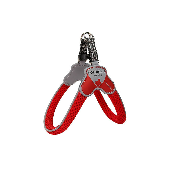 Coralpina Cinquetorri Mini dog harness in red mesh with grey trim