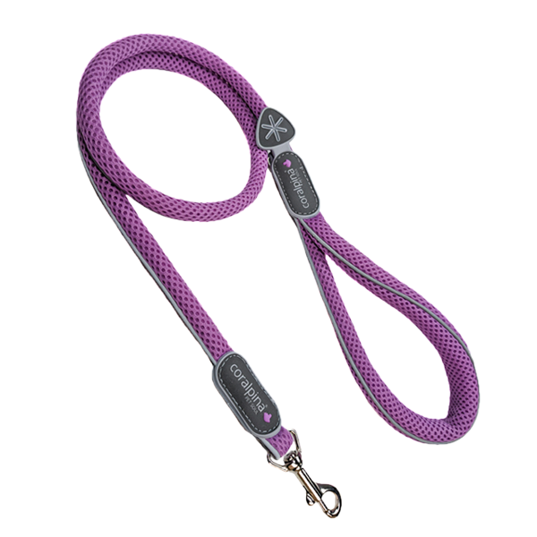 Purple Coralpina Cinquetorri padded mesh dog leash