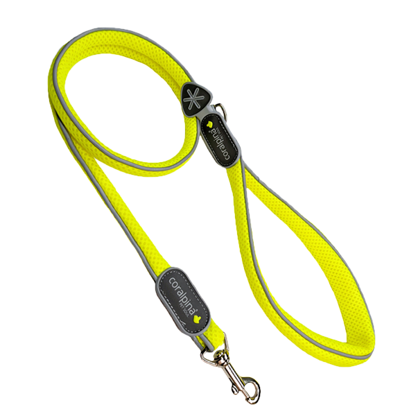 Fluro yellow Coralpina Cinquetorri padded mesh dog leash
