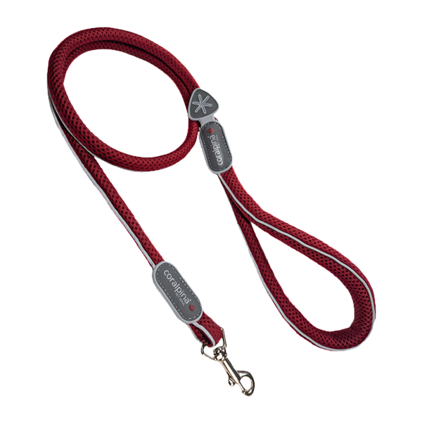 Red wine Coralpina Cinquetorri padded mesh dog leash