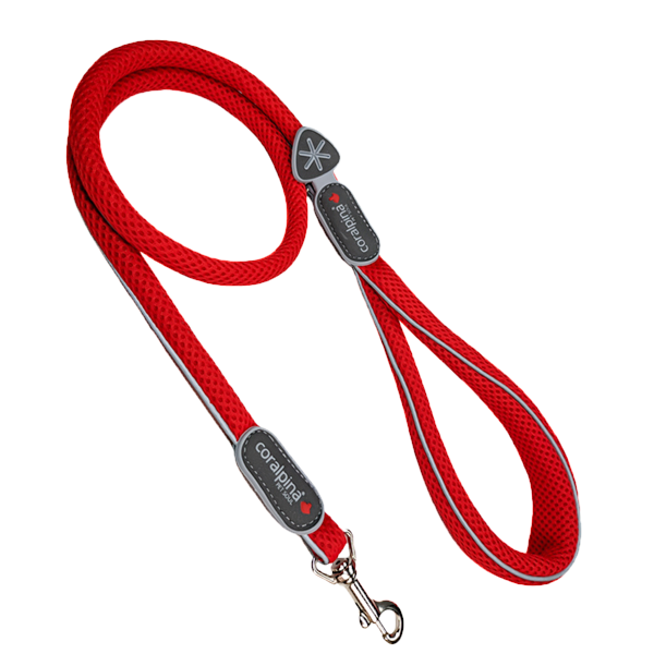 Red Coralpina Cinquetorri padded mesh dog leash