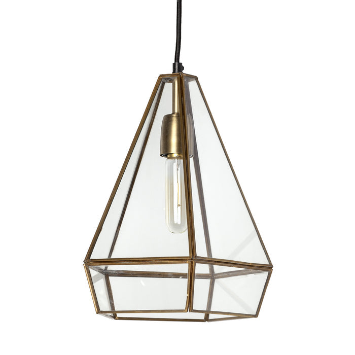 Clear And Gold Single Metal Dimmable Ceiling Light With Clear Shades