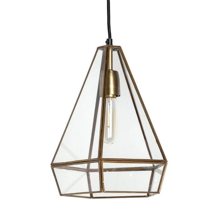 Clear And Gold Single Metal Dimmable Ceiling Light With Clear Shades