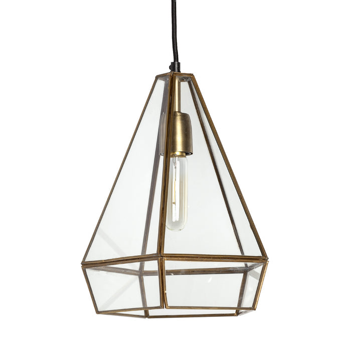 Clear And Gold Single Metal Dimmable Ceiling Light With Clear Shades