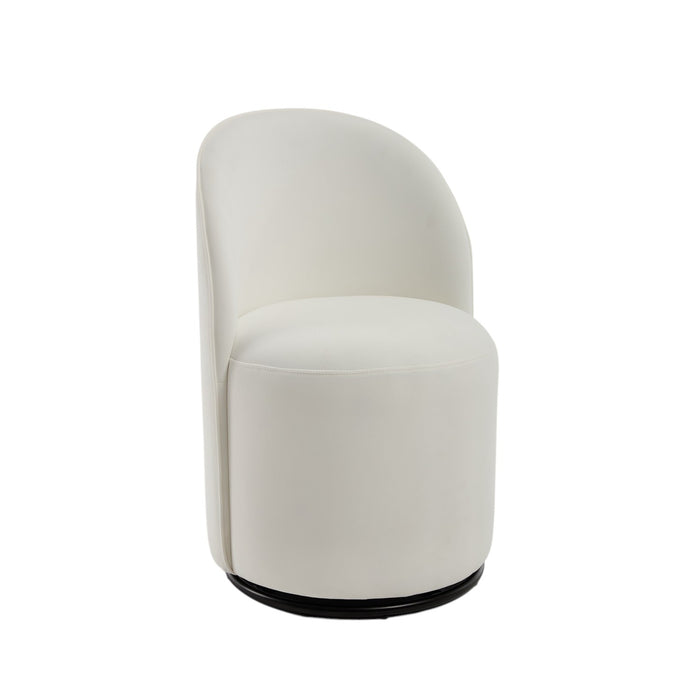 Cream and Black Velvet Curved Back Swivel Dining Arm Chair