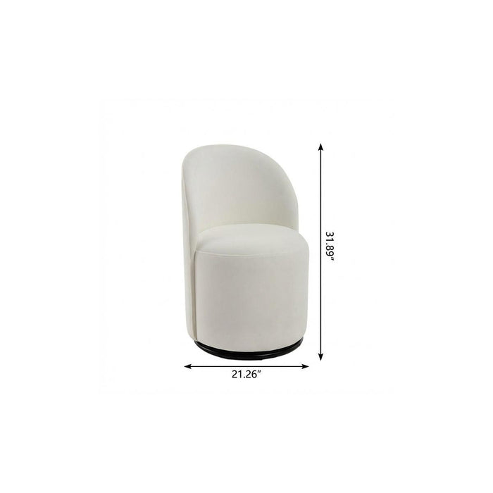 Cream and Black Velvet Curved Back Swivel Dining Arm Chair