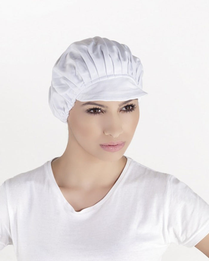 Επαγγελματικό Σκουφάκι με Γείσο &amp; Πιέτες Cuisine-Άσπρο