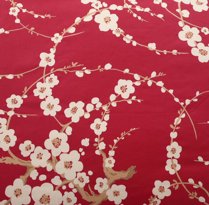 Custom Red Plum Blossom Floral Bedding Set Oriental Chinese Style Duvet Cover Set With Solid Red Bed Sheet