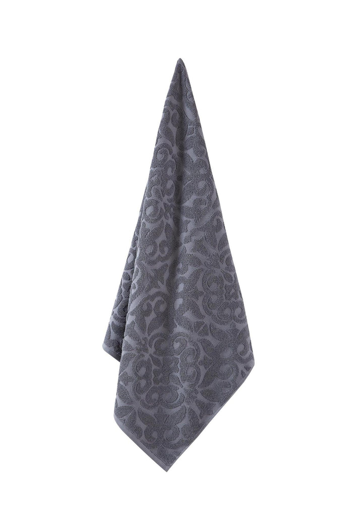 Dark Gray Turkish Cotton 27" X 54" Damask Bath Towel
