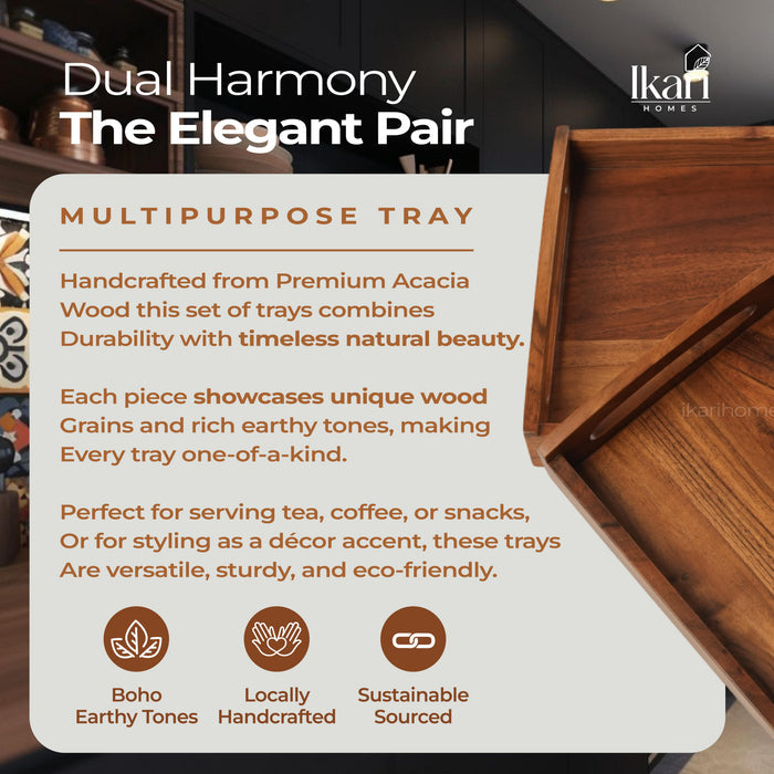 Dual Harmony Acacia Tray Set of 2