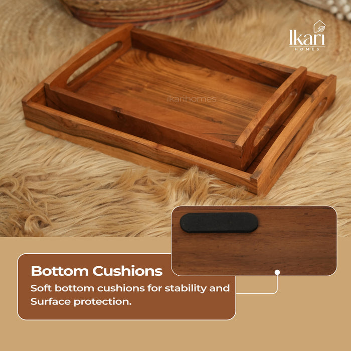 Dual Harmony Acacia Tray Set of 2