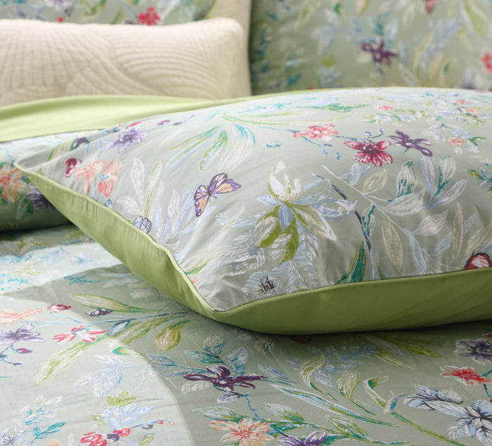 Fresh Garden Wildflower Print Custom Bedding Set Hidden Button Closure Inner Corner Ties Custom Size Bed Sheets