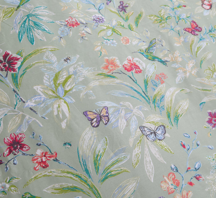 Fresh Garden Wildflower Print Custom Bedding Set Hidden Button Closure Inner Corner Ties Custom Size Bed Sheets