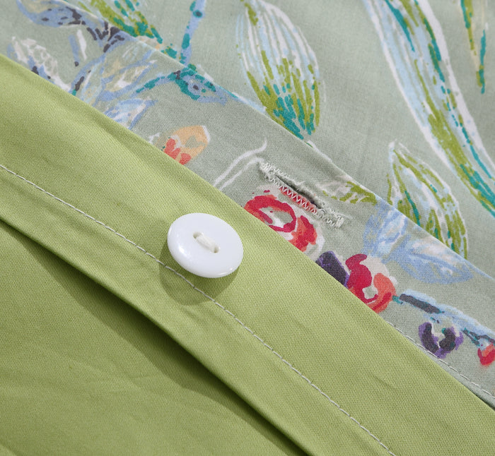 Fresh Garden Wildflower Print Custom Bedding Set Hidden Button Closure Inner Corner Ties Custom Size Bed Sheets