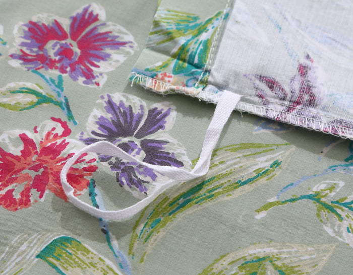Fresh Garden Wildflower Print Custom Bedding Set Hidden Button Closure Inner Corner Ties Custom Size Bed Sheets