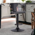 Gray And Black Fabric And Iron Low Back Adjustable Height Swivel Bar Chair