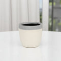 Gray And Ivory Ceramic 41 Ounce Crackle Round Distressed Pot Planter