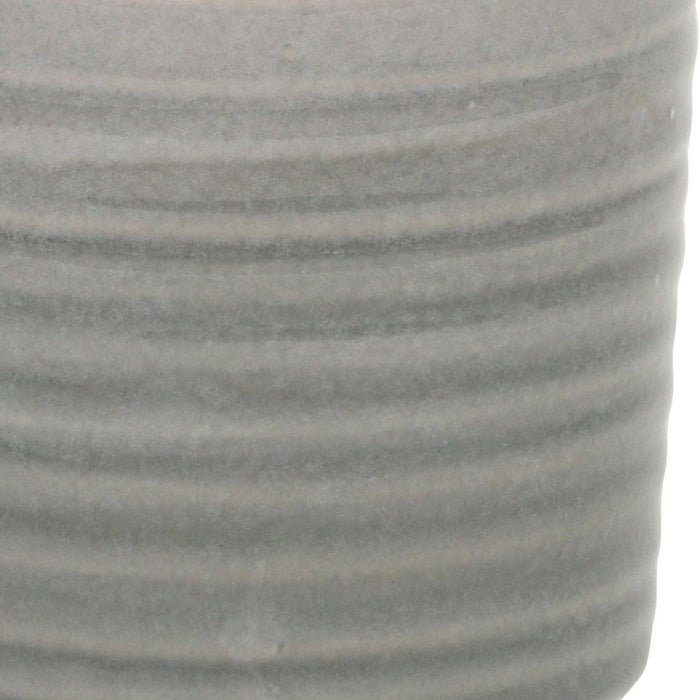 Gray Ceramic 19 Ounce Striped Round Distressed Pot Planter