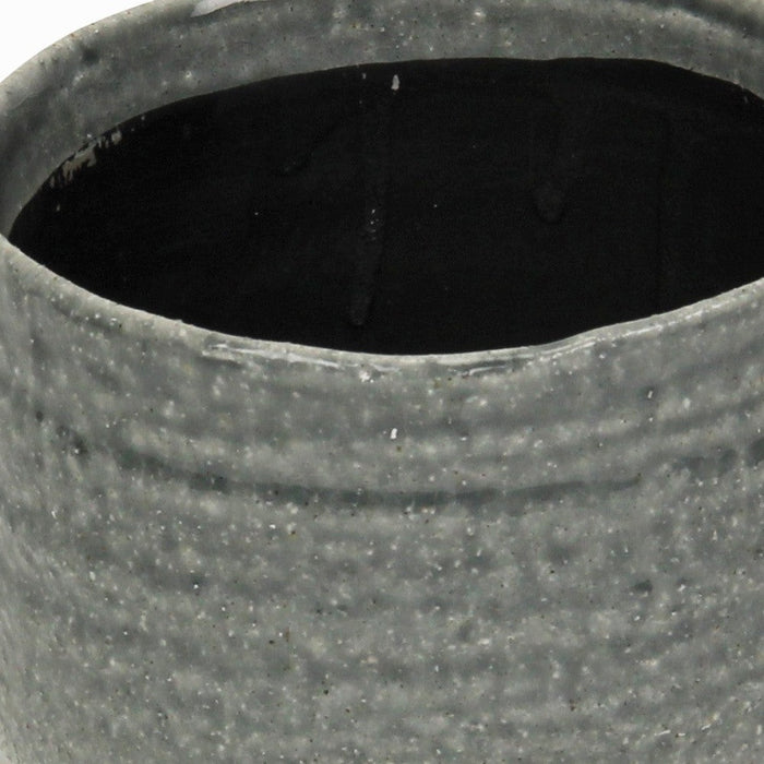 Gray Ceramic 19 Ounce Two Toned Round Distressed Pot Planter