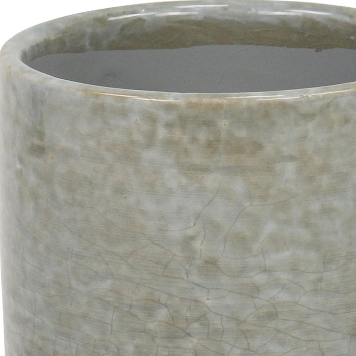 Gray Ceramic 20 Ounce Crackle Mosaic Round Distressed Pot Planter